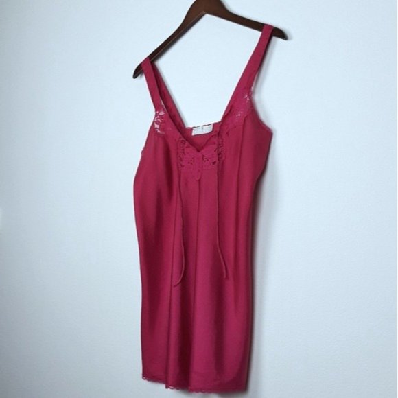 Val Mode Lingerie Pink Fusia Slip Vintage EUC - Picture 3 of 9
